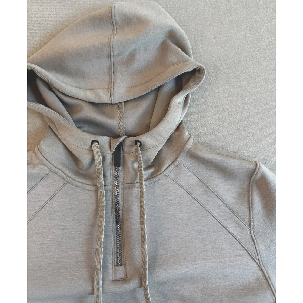 BYLT Opal Fleece Quarter-Zip Hoodie Womens S Driftwood Cropped Athleisure New